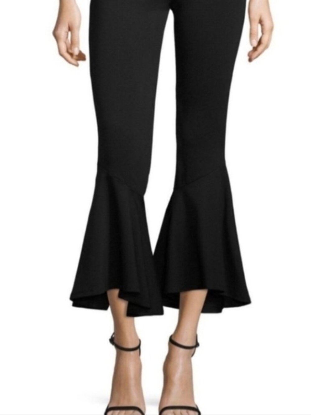Walter Baker SZ M Black Dana Crop Knit Pull On Legging Flounce Exaggerated Flare